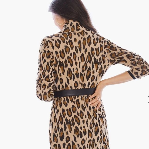 Chico’s Belted Animal Jacquard Mabel Cardigan Size 3 - Picture 3 of 12